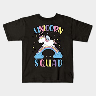 Unicorn Squad Cute Unicorn Rainbow Kids T-Shirt